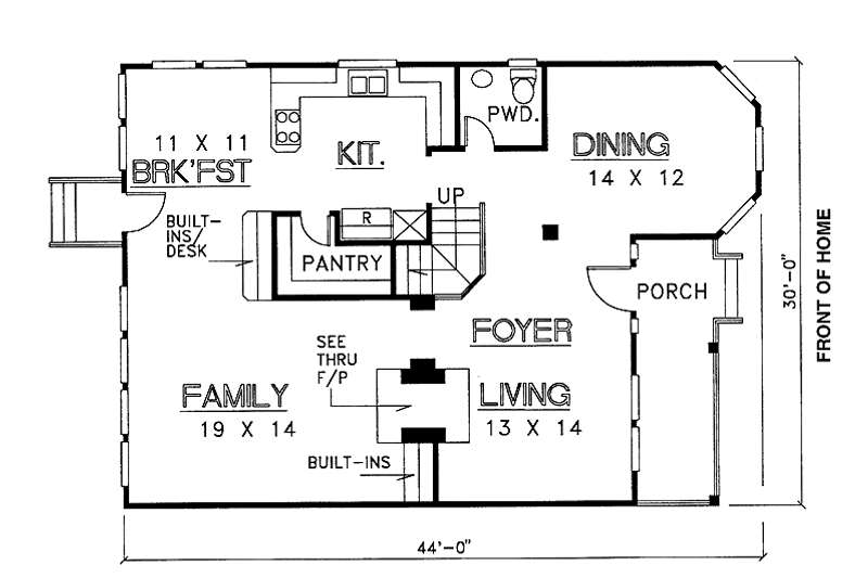 House Blueprint - Floor Plan - Main Floor for Country House Plan #974-15 - 3 bed, 2.5 bath