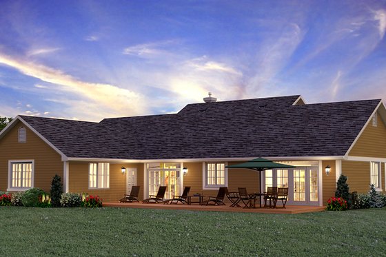 Exterior - Rear Elevation 4 for Ranch House Plan #427-6 - 3 bed, 2 bath