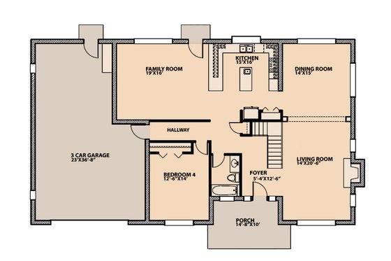 Floor Plan - Main Floor for Traditional House Plan #515-3 - 4 bed, 3 bath