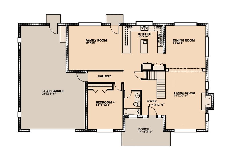 House Blueprint - Floor Plan - Main Floor for Traditional House Plan #515-3 - 4 bed, 3 bath
