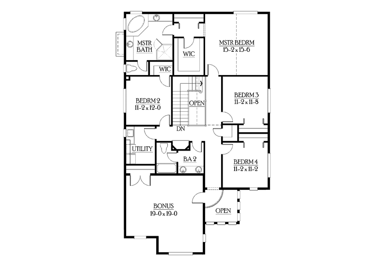 Home Plan - Floor Plan - Upper Floor for Craftsman House Plan #132-330 - 4 bed, 2.5 bath