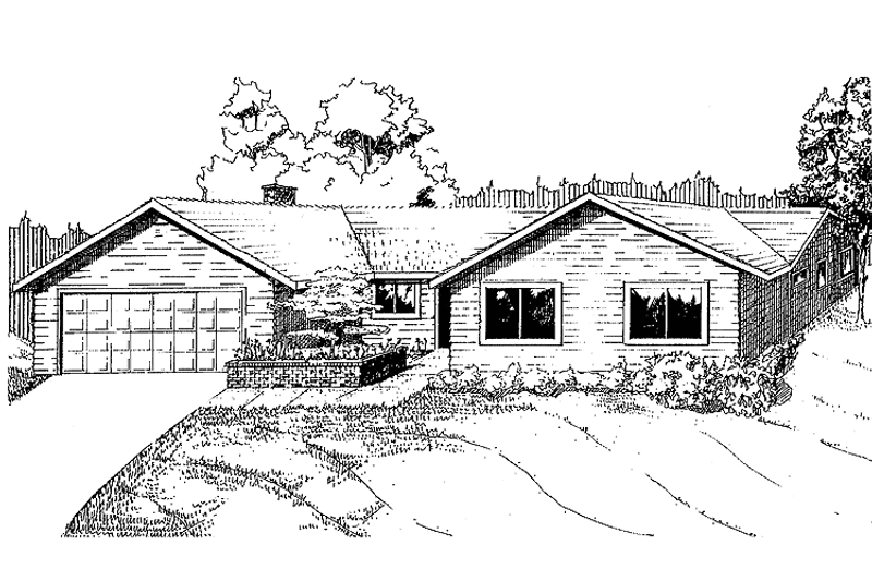 House Blueprint - Exterior - Front Elevation 3 for European House Plan #60-853 - 3 bed, 2 bath
