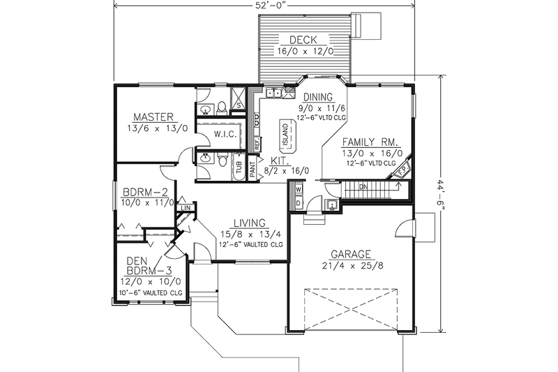 Dream House Plan - Floor Plan - Main Floor for Traditional House Plan #1037-40 - 2 bed, 2 bath