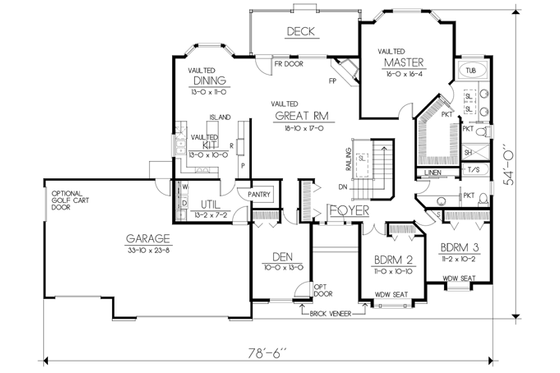 Floor Plan - Main Floor for Traditional House Plan #100-463 - 4 bed, 2 bath