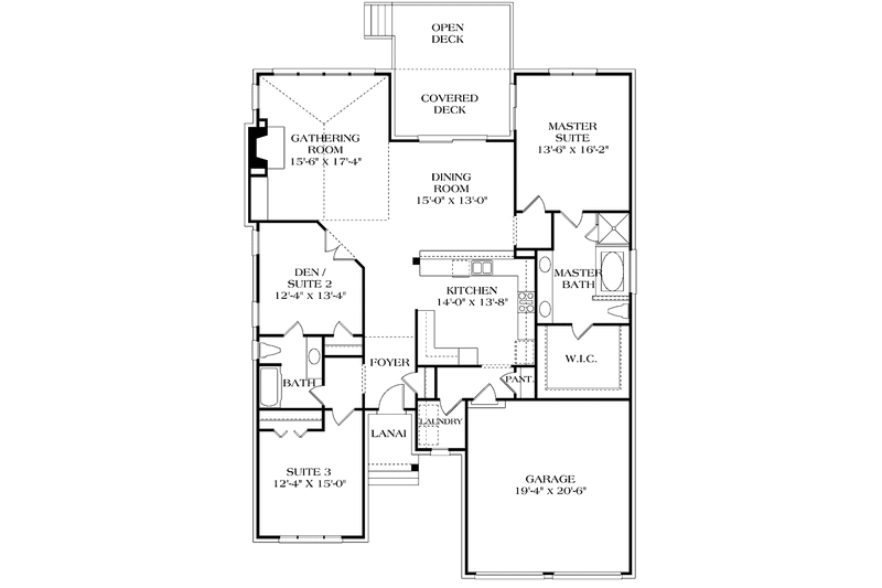 Dream House Plan - Floor Plan - Main Floor for Ranch House Plan #453-212 - 3 bed, 2 bath