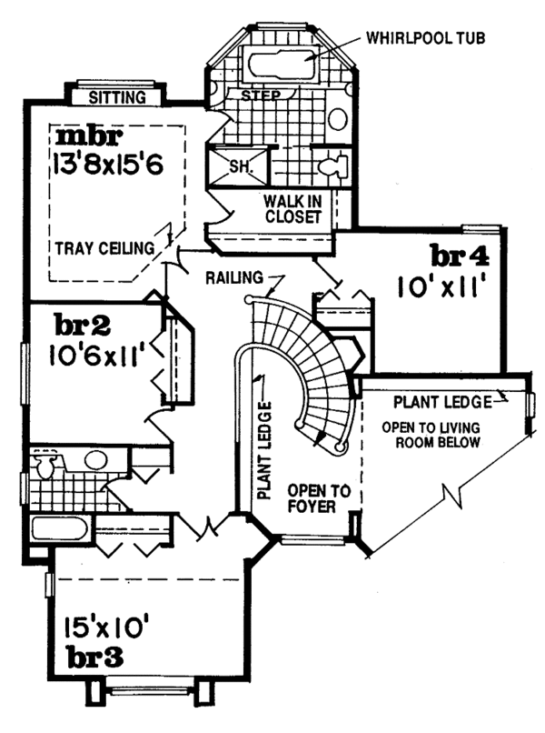House Blueprint - Mediterranean Floor Plan - Upper Floor Plan #47-856