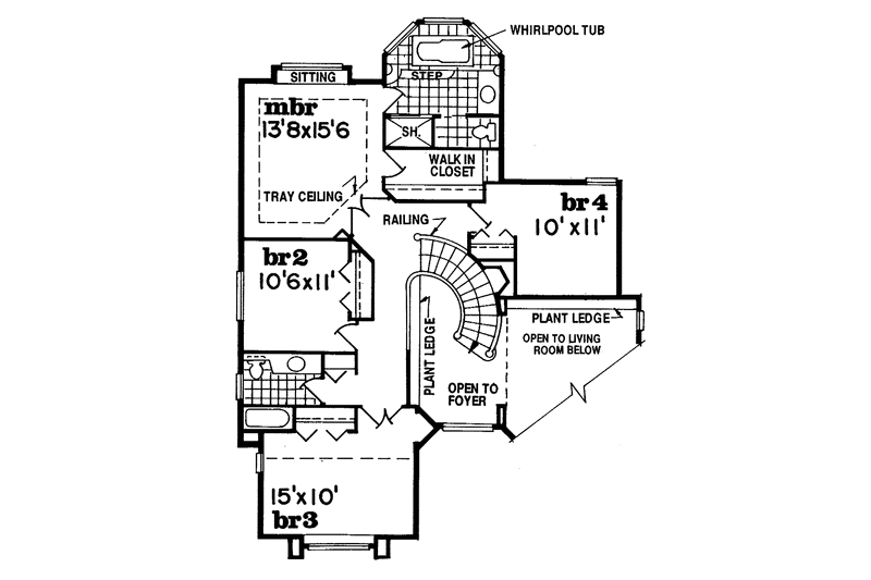 Architectural House Design - Floor Plan - Upper Floor for Mediterranean House Plan #47-856 - 4 bed, 3 bath