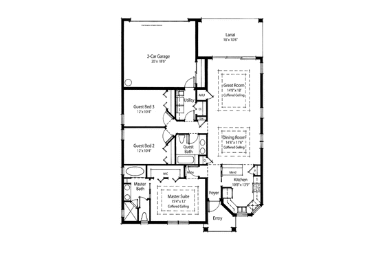 Floor Plan - Main Floor for Country House Plan #938-18 - 3 bed, 2 bath