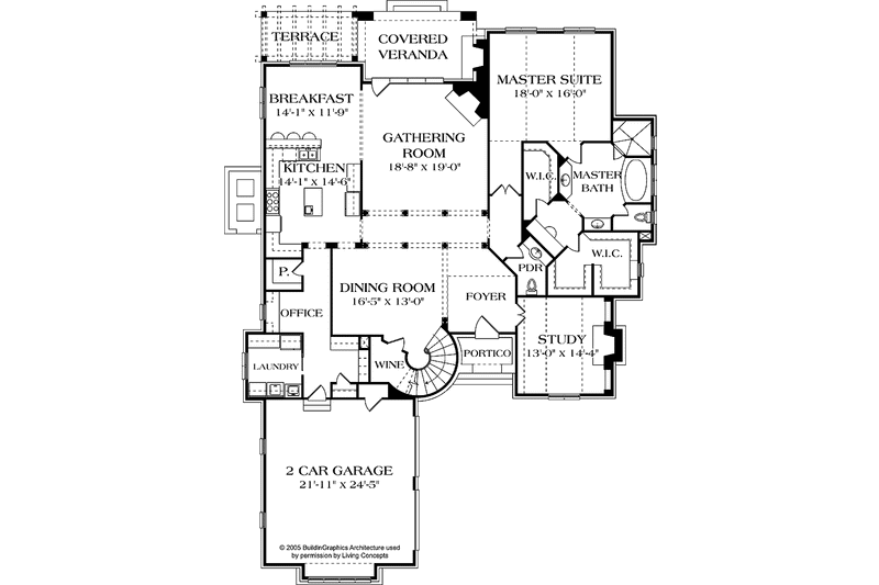 Architectural House Design - Floor Plan - Main Floor for European House Plan #453-580 - 3 bed, 3.5 bath