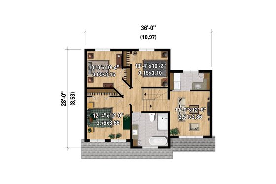 Floor Plan - Upper Floor for Traditional House Plan #25-4937 - 3 bed, 1.5 bath