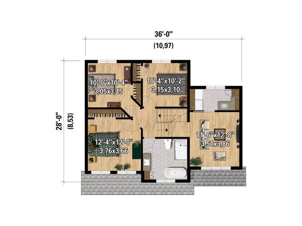 Architectural House Design - Traditional Floor Plan - Upper Floor Plan #25-4937