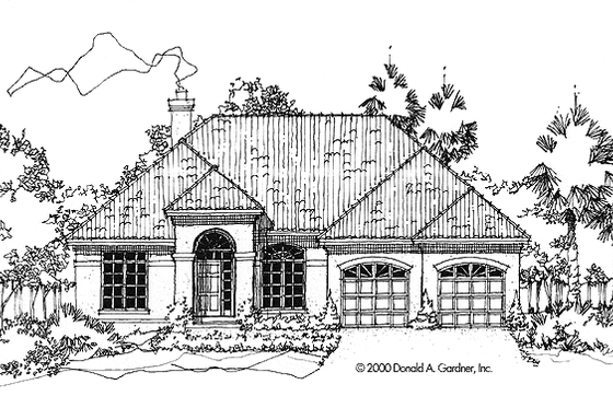 Exterior - Front Elevation 3 for Mediterranean House Plan #929-590 - 3 bed, 2 bath