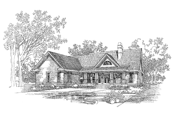 Exterior - Rear Elevation for Country House Plan #929-213 - 3 bed, 2.5 bath