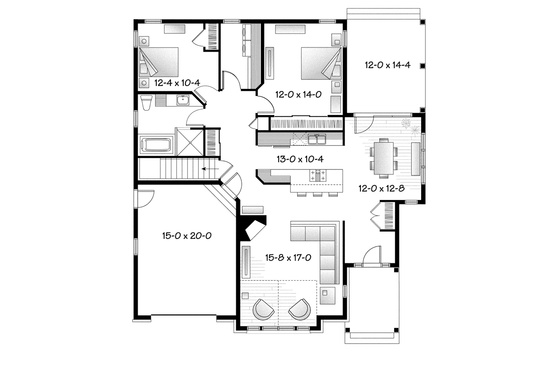 Floor Plan - Main Floor for Country House Plan #23-2574 - 2 bed, 1 bath