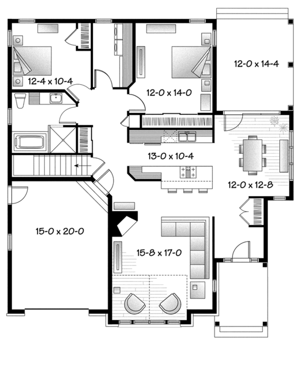 Architectural House Design - Country Floor Plan - Main Floor Plan #23-2574