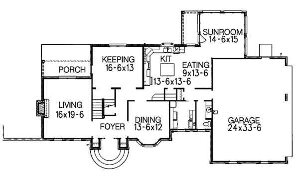 Architectural House Design - Colonial Floor Plan - Main Floor Plan #15-338