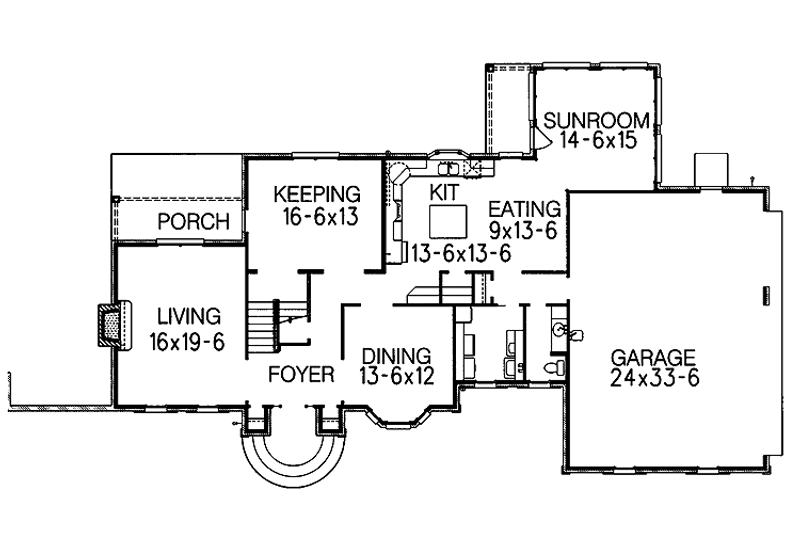 Architectural House Design - Floor Plan - Main Floor for Colonial House Plan #15-338 - 4 bed, 2.5 bath