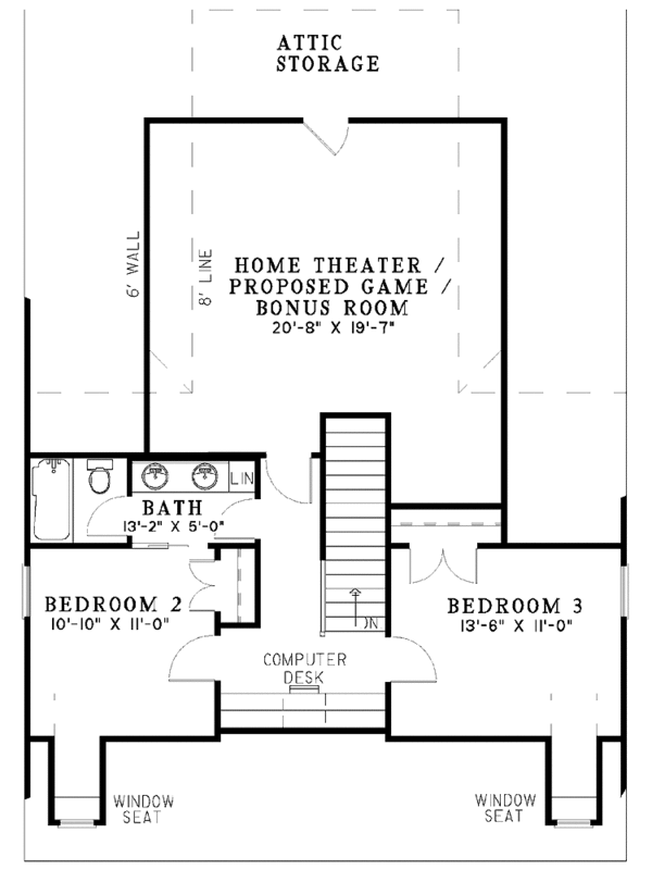 House Plan Design - Country Floor Plan - Upper Floor Plan #17-2868
