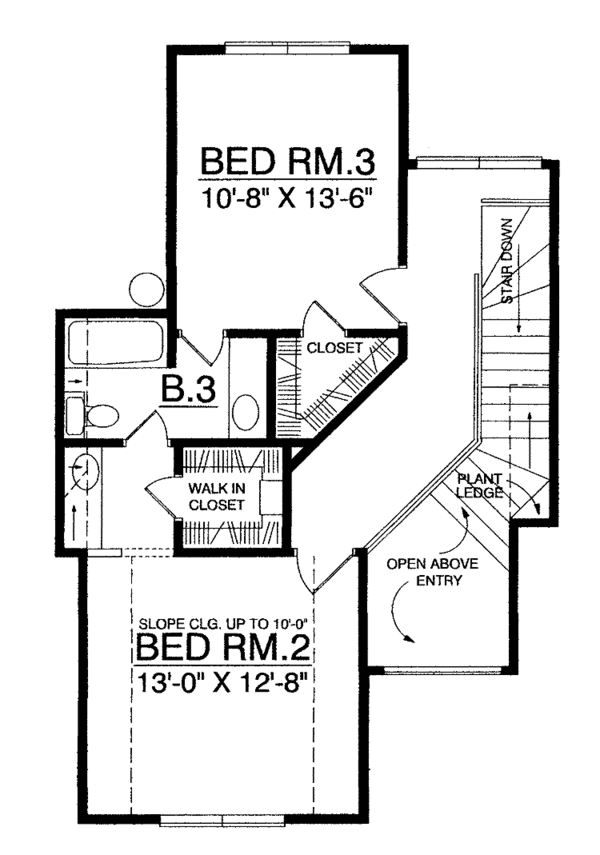 House Plan Design - Country Floor Plan - Upper Floor Plan #40-475