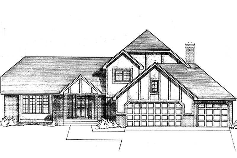 Home Plan - Exterior - Front Elevation 3 for Tudor House Plan #51-856 - 4 bed, 3 bath