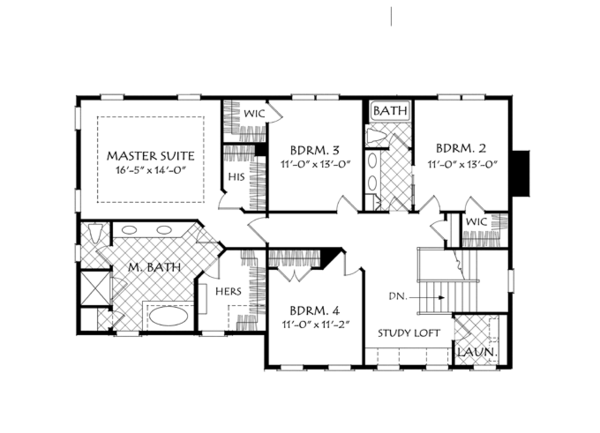 Colonial Floor Plan - Upper Floor Plan #927-956