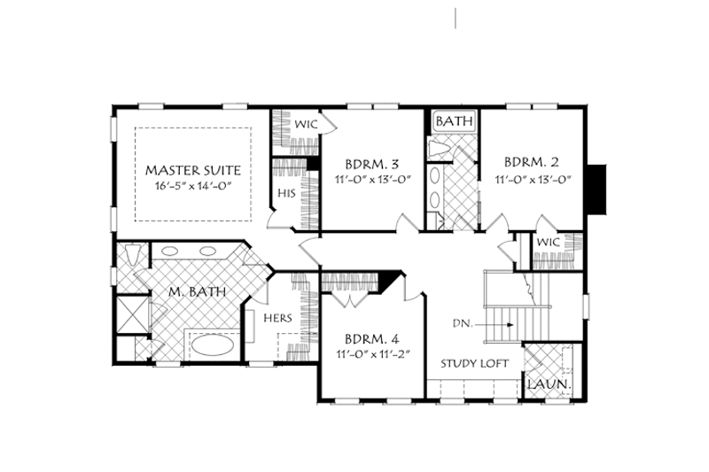 Home Plan - Floor Plan - Upper Floor for Colonial House Plan #927-956 - 4 bed, 2.5 bath