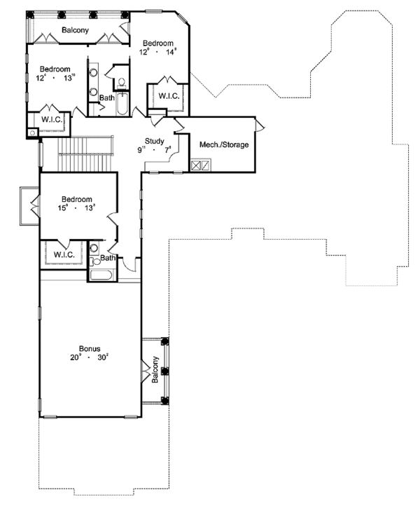 Architectural House Design - Mediterranean Floor Plan - Upper Floor Plan #417-633