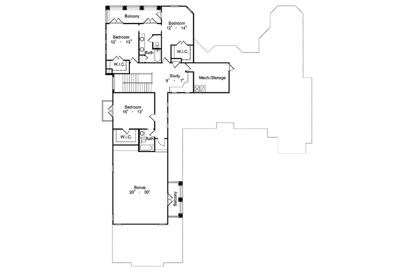 House Blueprint - Floor Plan - Upper Floor for Mediterranean House Plan #417-633 - 5 bed, 4.5 bath
