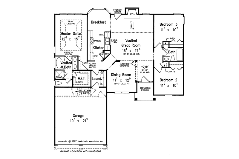 Home Plan - Floor Plan - Main Floor for Ranch House Plan #927-226 - 3 bed, 2 bath