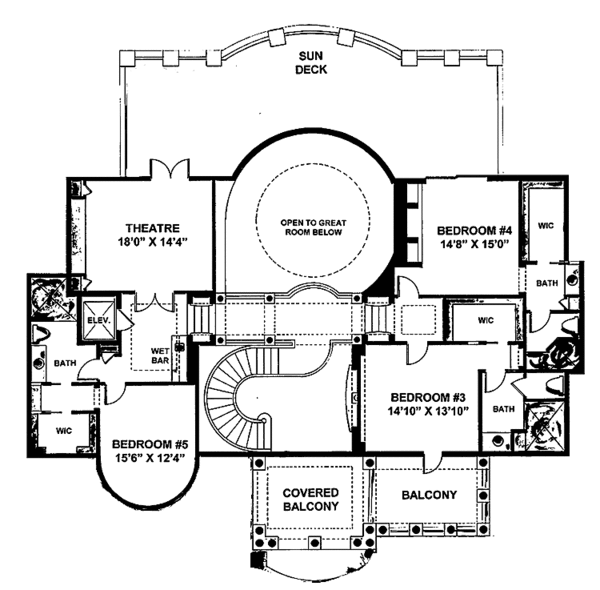 House Blueprint - Mediterranean Floor Plan - Upper Floor Plan #1017-75