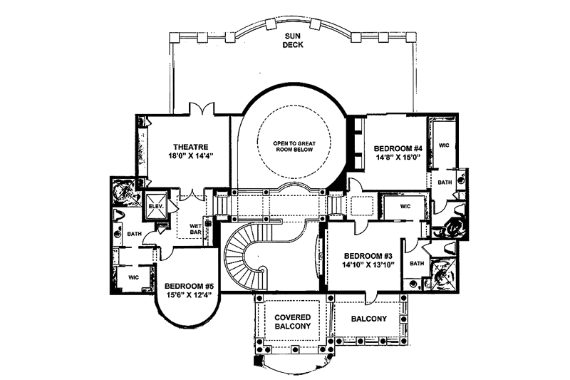 Home Plan - Floor Plan - Upper Floor for Mediterranean House Plan #1017-75 - 5 bed, 6.5 bath