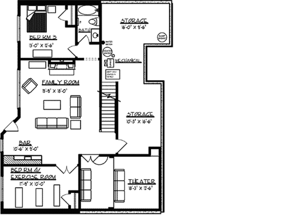 House Design - European Floor Plan - Lower Floor Plan #320-1479