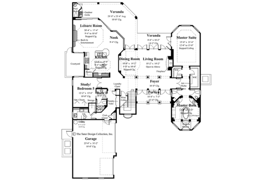 Floor Plan - Main Floor for Mediterranean House Plan #930-334 - 6 bed, 4.5 bath