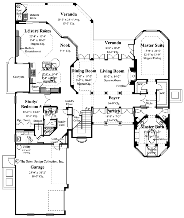 House Plan Design - Mediterranean Floor Plan - Main Floor Plan #930-334