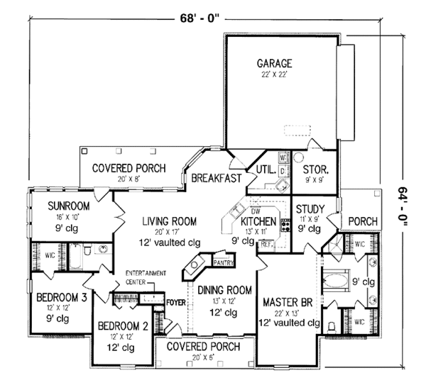 House Plan Design - Country Floor Plan - Main Floor Plan #45-479