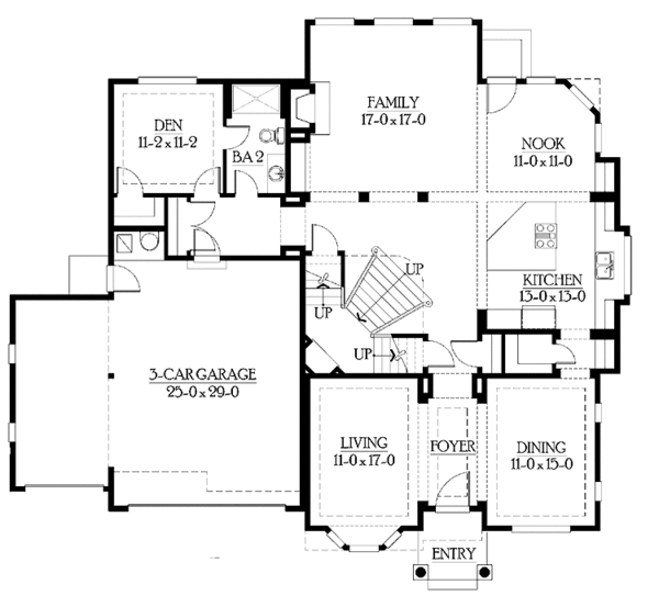House Plan Design - Craftsman Floor Plan - Main Floor Plan #132-440