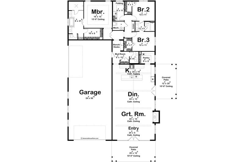 Dream House Plan - Floor Plan - Main Floor for Barndominium House Plan #455-326 - 3 bed, 2.5 bath