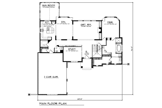 Floor Plan - Main Floor for European House Plan #70-537 - 4 bed, 3.5 bath