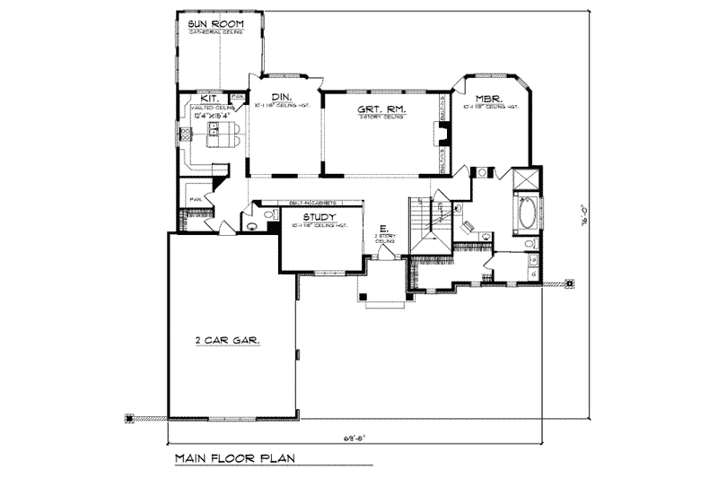 Home Plan - Floor Plan - Main Floor for European House Plan #70-537 - 4 bed, 3.5 bath
