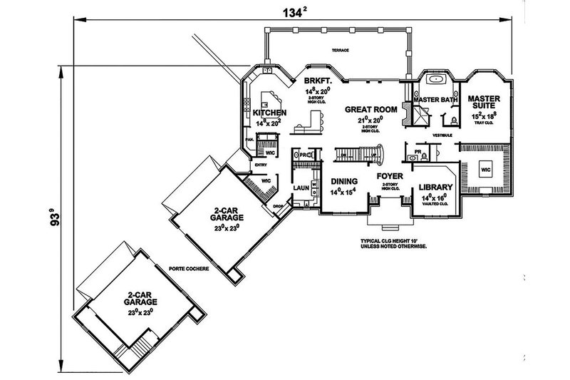 Architectural House Design - Floor Plan - Main Floor for European House Plan #20-2379 - 5 bed, 7 bath