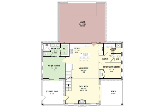 Floor Plan - Main Floor for Barndominium House Plan #1092-43 - 4 bed, 2.5 bath