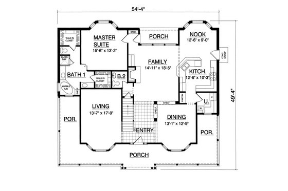 Floor Plan - Main Floor for Country House Plan #40-438 - 5 bed, 3.5 bath