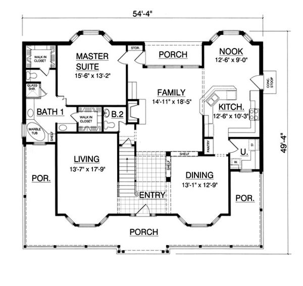 Dream House Plan - Country Floor Plan - Main Floor Plan #40-438