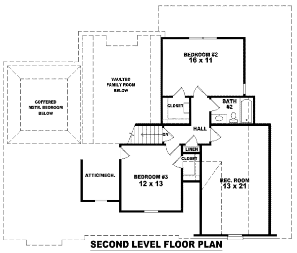 Traditional Floor Plan - Upper Floor Plan #81-799