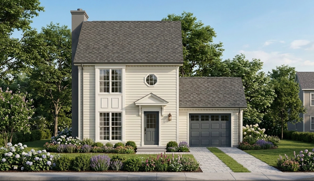 Exterior - Front Elevation 2 for Colonial House Plan #30-221 - 2 bed, 2.5 bath
