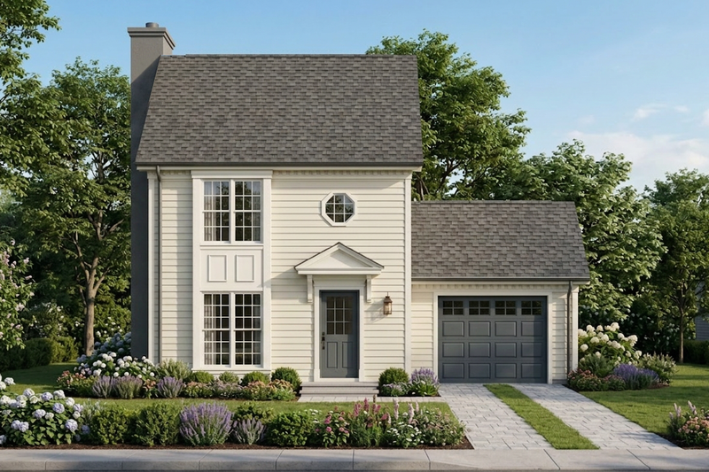 Home Plan - Exterior - Front Elevation 2 for Colonial House Plan #30-221 - 2 bed, 2.5 bath