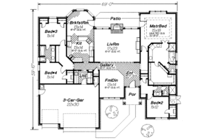 Floor Plan - Main Floor for Traditional House Plan #310-206 - 4 bed, 3 bath