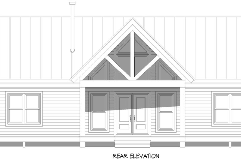 Architectural House Design - Exterior - Rear Elevation for Country House Plan #932-1018 - 3 bed, 2 bath