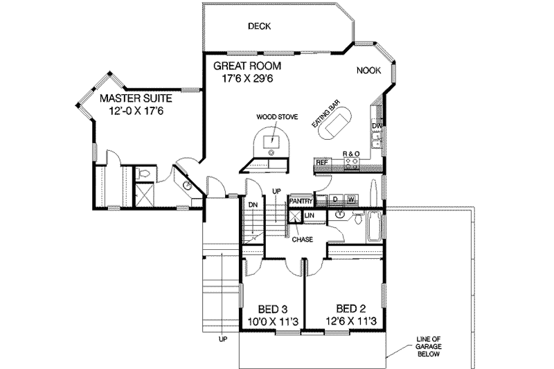 House Plan Design - Floor Plan - Main Floor for Bungalow House Plan #60-333 - 3 bed, 2 bath
