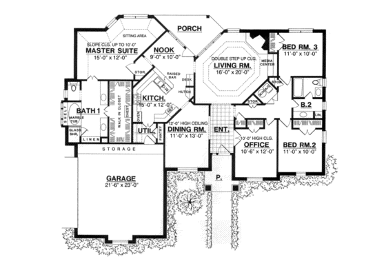 Floor Plan - Main Floor for European House Plan #40-194 - 3 bed, 2 bath